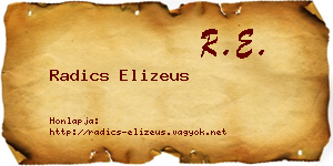 Radics Elizeus névjegykártya